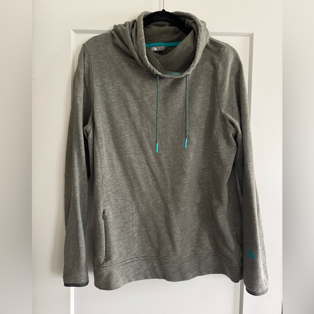 North face cowl neck sweatshirt green blue